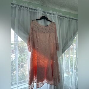 SLNY Blush Lace Overlay Dress